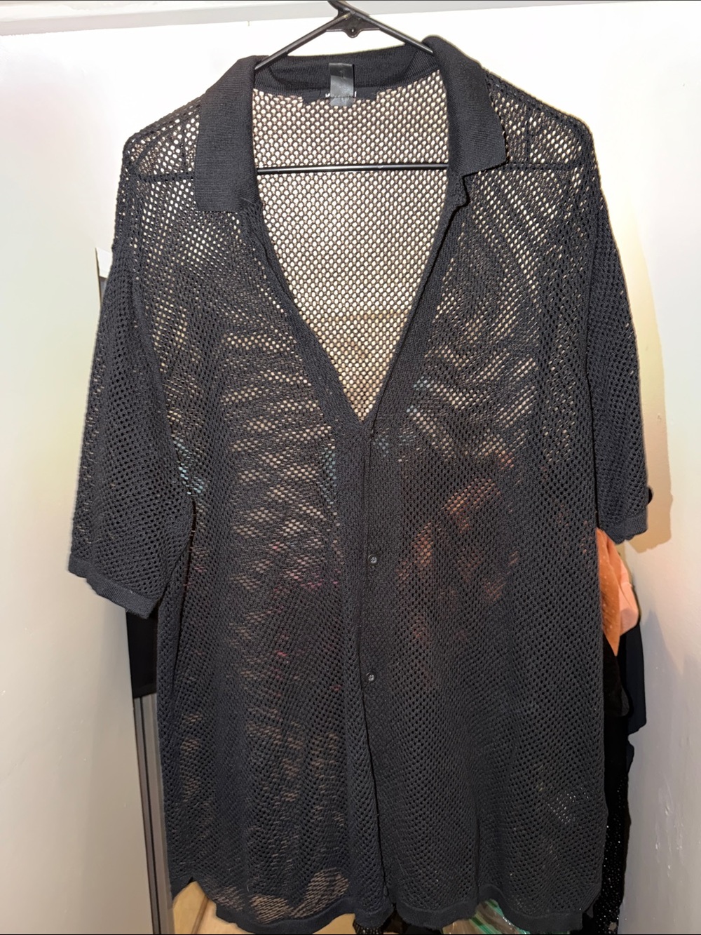 Ksubi Black Mesh Button-Down Shirt